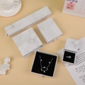 Gray marble pattern jewelry gift box set with drawer pull design and black foam padding - Marble Pattern