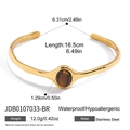 Brazalete abierto de acero inoxidable de 18k con ojo de tigre y medidas del producto - Brazalete Abierto de Ojo de Tigre (JDB0107033-BR)