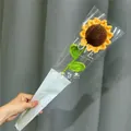 Handmade crochet sunflower in yellow and brown cotton yarn with clear gift packaging - Sunflower Single Stem