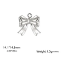 Silver stainless steel bow pendant for DIY jewelry making, size 14.1x14.8mm - Steel Color-070307