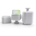 White silicone ice face roller with cleaning brush and herbal ice cubes for skincare - Square Model - Greyish White