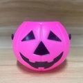 Pink Halloween pumpkin bucket with black triangle eyes and nose for candy storage - Small Rose Red Pumpkin Bucket