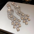 Orecchini a pappagallo vintage in argento con cristalli di lusso e design a frange - Argento (Perno in argento)