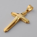 Polished gold stainless steel cross pendant necklace for men and women on white background - Pendant / Gold