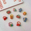 Set of 10 colorful children elastic hair bands with cute cartoon animal soft rubber charms - Cute Duck (21#) / 10 Pieces Pack
