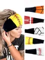 Elastic sports headband with basketball and baseball prints for fitness and running - Patchwork 5-piece Set
