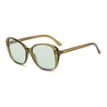 Retro square sunglasses with transparent olive green frame and light green lenses - Olive Green Frame Green Lens
