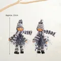 Handmade knitted Santa girl dolls 12cm with blue tassels for Christmas tree decoration - Two-Piece Set / Grey Scarf Girl
