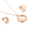 Set gioielli in acciaio inossidabile oro rosa con luna, stella e strass su fondo bianco - Stile Intagliato Stella Luna (KS138695-KLX) / Oro rosa