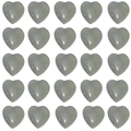 Set of 25 polished heart-shaped natural grey stone pendants in a 5x5 grid arrangement - 15x15x6mm / Labradorite