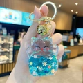 Blue liquid lucky cat keychain in acrylic with golden star sequins and metal ring - Lucky Cat Flash - Blue / Individual Packaging