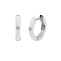 Macro detail of white enamel brass hoop earrings with sparkling cubic zirconia inlay - Copper / Platinum-White