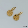 Golden sunburst earrings with colorful zircon stones and radiant texture on white background - Gold Earrings (Colorful Zirconia)