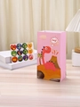Pink cartoon dinosaur paper gift bag for kids with matching dinosaur sticker set - Pink
