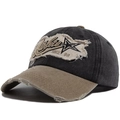 Cappellino baseball vintage con ricamo Athlete e tela sfilacciata grigio scuro e kaki - Regolabile / Nero