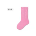 Soft pink ribbed cotton crew sock for children featuring a classic breathable knit design - Pink