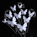 White butterfly cake toppers in various sizes with measurements on a black background - Plastic White Butterfly 100Pcs
