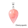 Pink cherry quartz teardrop pendant with silver metal clasp on a white background - Cherry Quartz