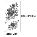 Temporary black sketch rose tattoo sticker with floral design, size 114x210mm, model XQB-285 - Large and Small Roses Sketch (XQB-285)