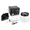 White electric makeup brush cleaner set with transparent bowl and USB charging cable - Gen 1 Type-C Rechargeable White