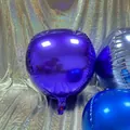 Spherical purple and silver metallic foil balloons with a high-gloss mirror finish - 18 Inch / Purple