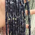 Perles cubes en pierre de sable bleu pour bijoux DIY avec effet étoilé scintillant - 4x4mm (Environ 38cm Fil) / Pierre de Sable Bleue