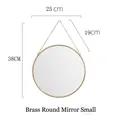 Small round golden brass wall mirror with metal hanging chain diameter 25cm - Gold Brass Round Mirror (Small 25cm)