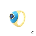 Gold plated evil eye ring with sky blue enamel and dark blue teardrop zircon - Blue Enamel-Blue Teardrop Zirconia