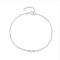 Elegante bracciale in argento sterling 925 con perla bianca rotonda e chiusura a molla - Oro Bianco