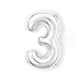 Silver number 3 foil balloon with metallic finish for birthday party decoration - 16 Inch Number 3-Silver