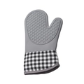 Gray heat resistant silicone oven mitt with black and white plaid cuff and diamond texture - Two-finger 125g / Grey Plaid