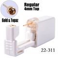 Disposable ear piercing gun with 4mm gold finish and topaz stone stud, model 22-311 - 4mm Gold & Topaz