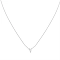 Minimalist silver initial V letter pendant necklace with thin chain on white background - Steel V