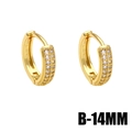Klassische 14mm Gold Huggie Ohrringe mit dreireihiger Zirkonia-Pflasterung für Damen - Stil B-14mm Micro Pave Zirkon Huggie
