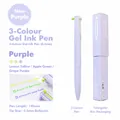 Planwith purple 3-color retractable gel pen with lemon yellow fruit green and grape purple ink - Triangular Multi-color Retractable Gel Pen (Purple Grapefruit) / 0.5mm