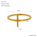 Adjustable minimalist 18K gold plated stainless steel thin ring with a vertical cross bar - Gold