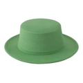 Vibrant green wool felt boater hat with flat top and wide brim for men and women - Mint Green