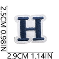 Mini embroidered letter H patch in navy blue and white, 2.5cm x 2.9cm size - H (Blue)