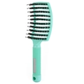 Mint green curved boar bristle vent brush for hair styling and anti-slip grip handle - With Boar Bristle / New Green (with Boar Bristle) Green Rubber Handle