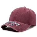 Dunkelrote Baseballkappe im Vintage-Stil mit Brooklyn-Stickerei und Used-Effekt - Verstellbar / Burgunderrot