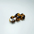 Pinza per capelli a trifoglio in acetato tartarugato con perle artificiali - Leopardo Scuro 8,5 cm