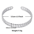 Bracciale rigido aperto regolabile in acciaio inossidabile argento, diametro 5,5 cm - Colore Argento (Q34-S-Acciaio)