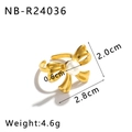 18K gold butterfly ring with pearl and bow design, featuring adjustable open band - Bow Pearl Style (NB-R24036)