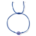Bracelet tressé bleu ajustable avec une perle en verre contre le mauvais oeil - Standard / Bleu