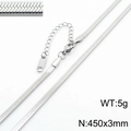 3mm silver stainless steel flat snake chain necklace with lobster clasp and extension - 3mm x 45cm / Silver