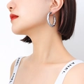 French style silver twisted hollow hoop earrings in polished stainless steel for women - Medium Style (F255) / Steel