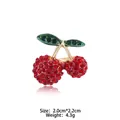 Detailed view of red cherry brooch with crystal rhinestones, size 2.0cm by 2.2cm - Full Rhinestone Cherry-XD823138