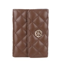 Brown quilted leather wallet with diamond stitching and golden star metal buckle - Chestnut