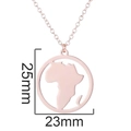 Rose gold Africa map pendant necklace with 25mm cutout round charm on chain - 615 Africa Map / Rose Gold