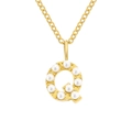 Collana con ciondolo lettera Q in acciaio inossidabile dorato con perle - Lettera Q - Oro